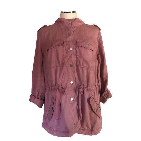 LOFT | Drawstring Utility Jacket Size 14 Dusty Pink - Picture 2 of 5